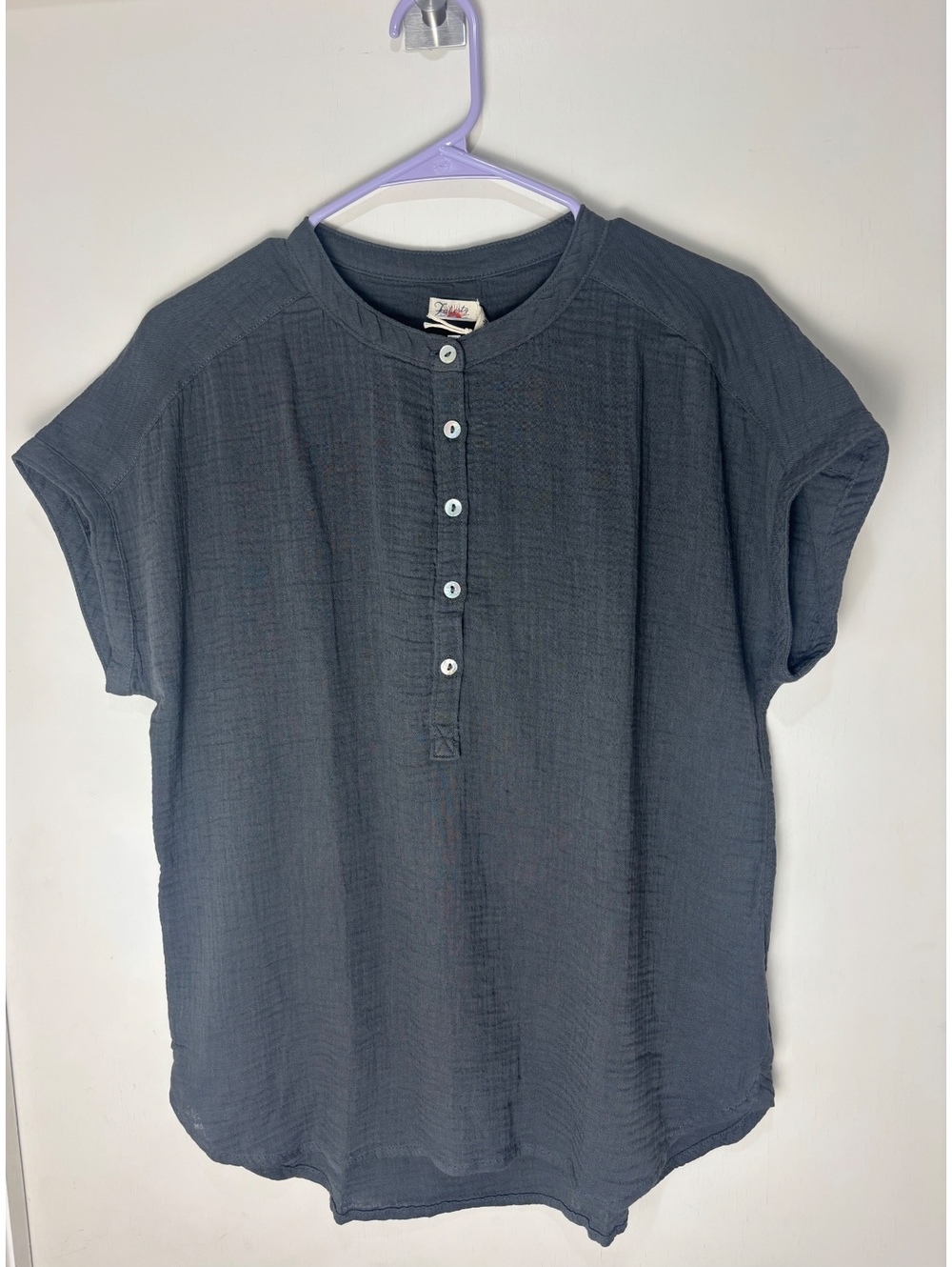 Faherty Dream Cotton Gauze Desmond Top Womens S Washed Black Organic Cotton